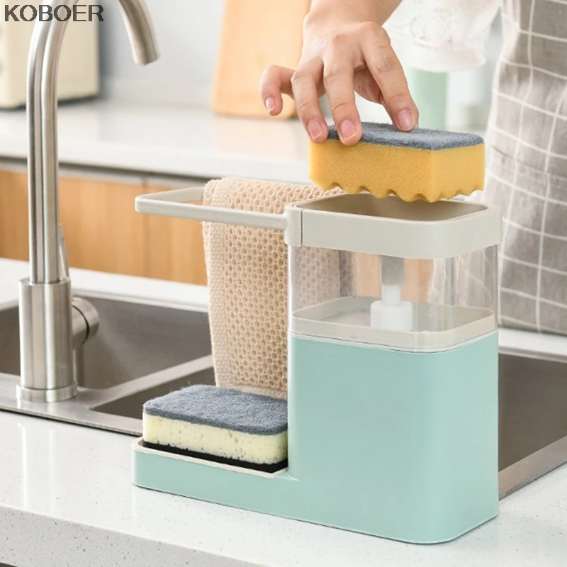 

Detergent Semen Box Bathroom Automatic Liquid Dispenser Push Liquid Storage Box Dishwashing Brush Soap box Kitchen Accessories