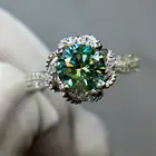 MeiBaPJ 1 карат зеленый Муассанит бриллиантовое кольцо с цветами для женщин 925 стерлингового серебра ювелирные украшения Свадебные украшения