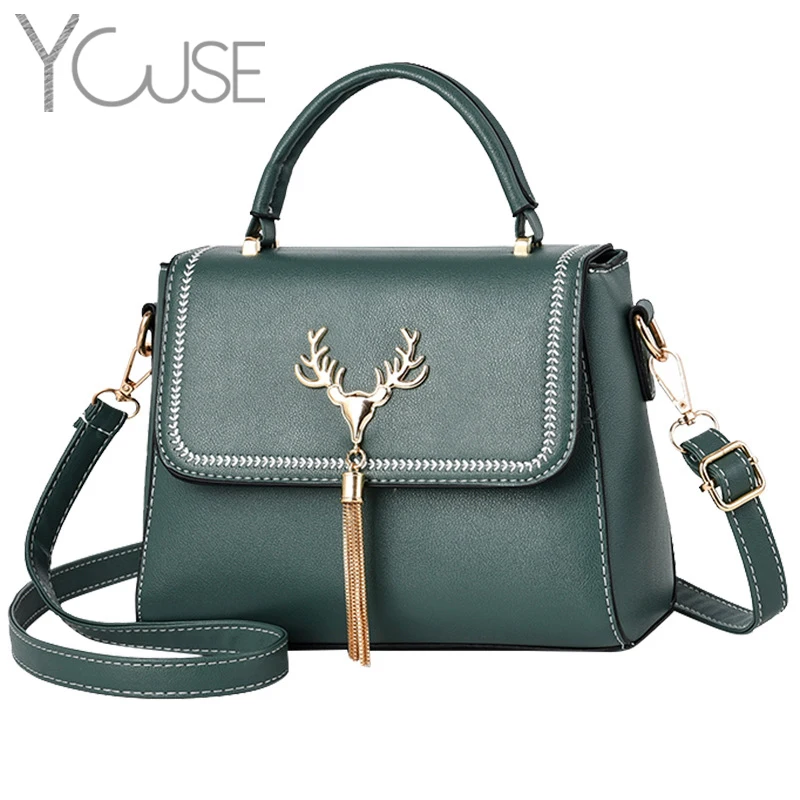 

Deer Decorate Tassels Pendant Shoulder Messenger Bag 2021 Fashion Trend Women PU Leather Crossbody Purse Lightweight Totes