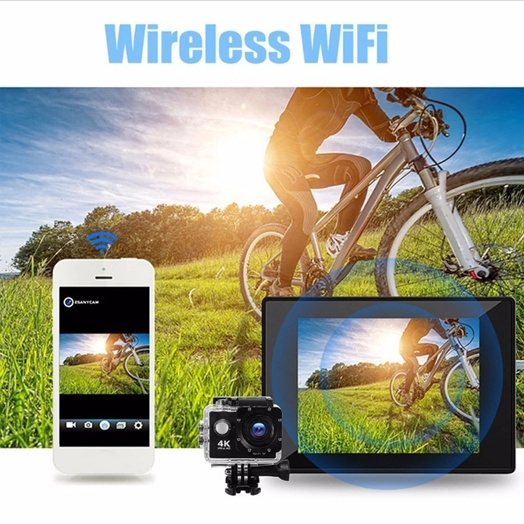 4K Наружная Спортивная экшн-камера 1080P wifi 30m водонепроницаемый 170 градусов широкоугольный объектив 12MP/5MP Экстремальные виды спорта DV Cam видеокамера