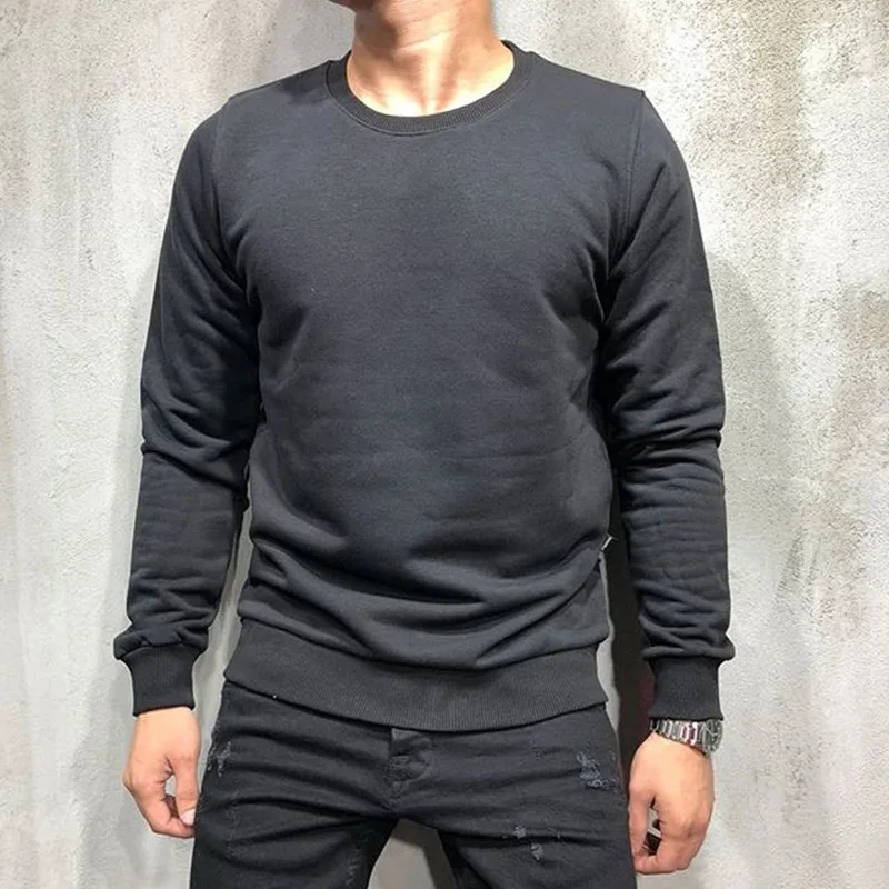 

Muscle Autumn and Winter New Shirt Pullover Solid Color Casual Sports Round Neck Long-sleeved Sweatshirts Men and Women