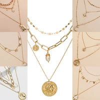 bohemian multi layer pendant necklaces for women short chain heart choker necklace gold chain