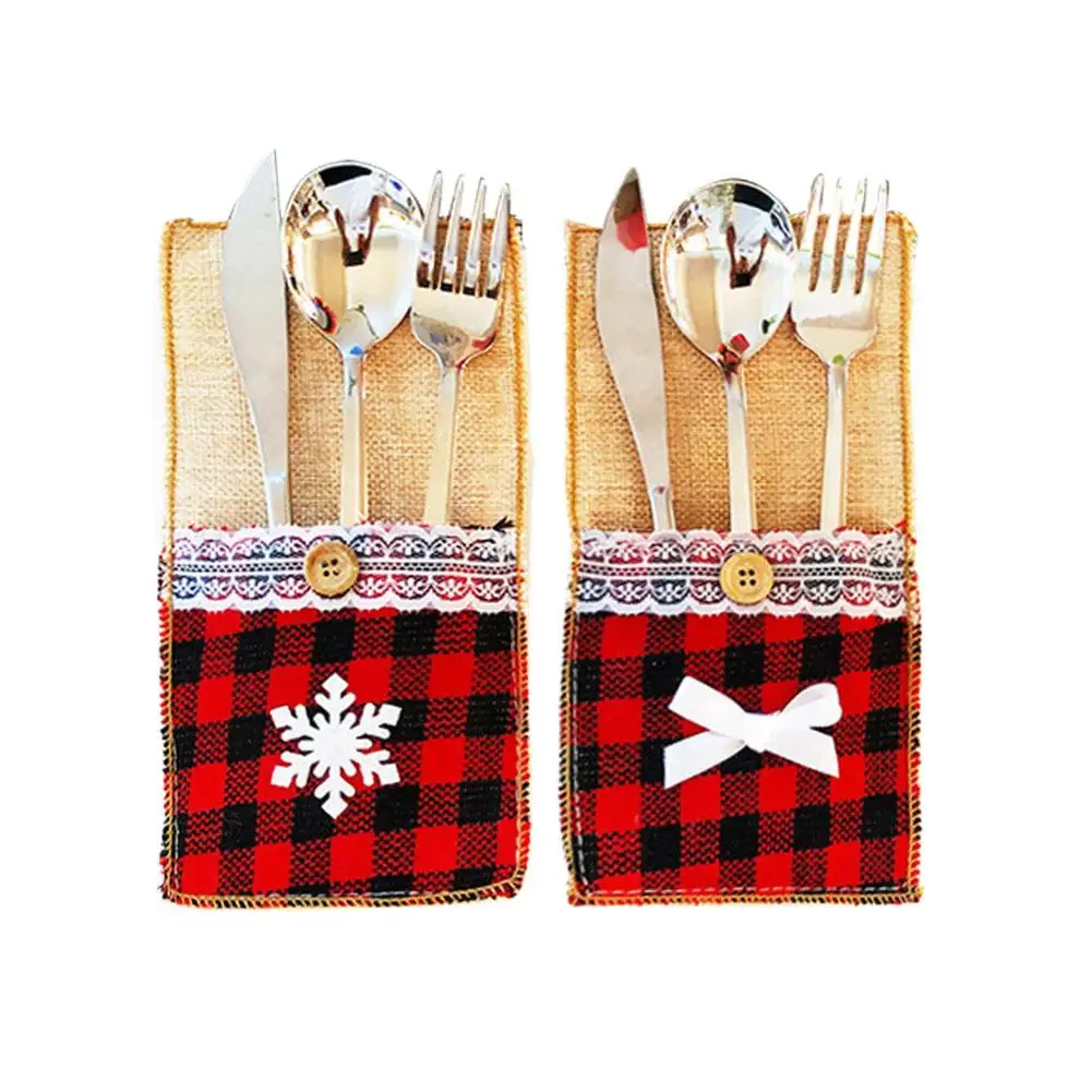 

Christmas Cutlery Holder Snowflake Tableware Pouch Christmas Silverware Holder Pockets Wedding Table Decoration For Family Cafes