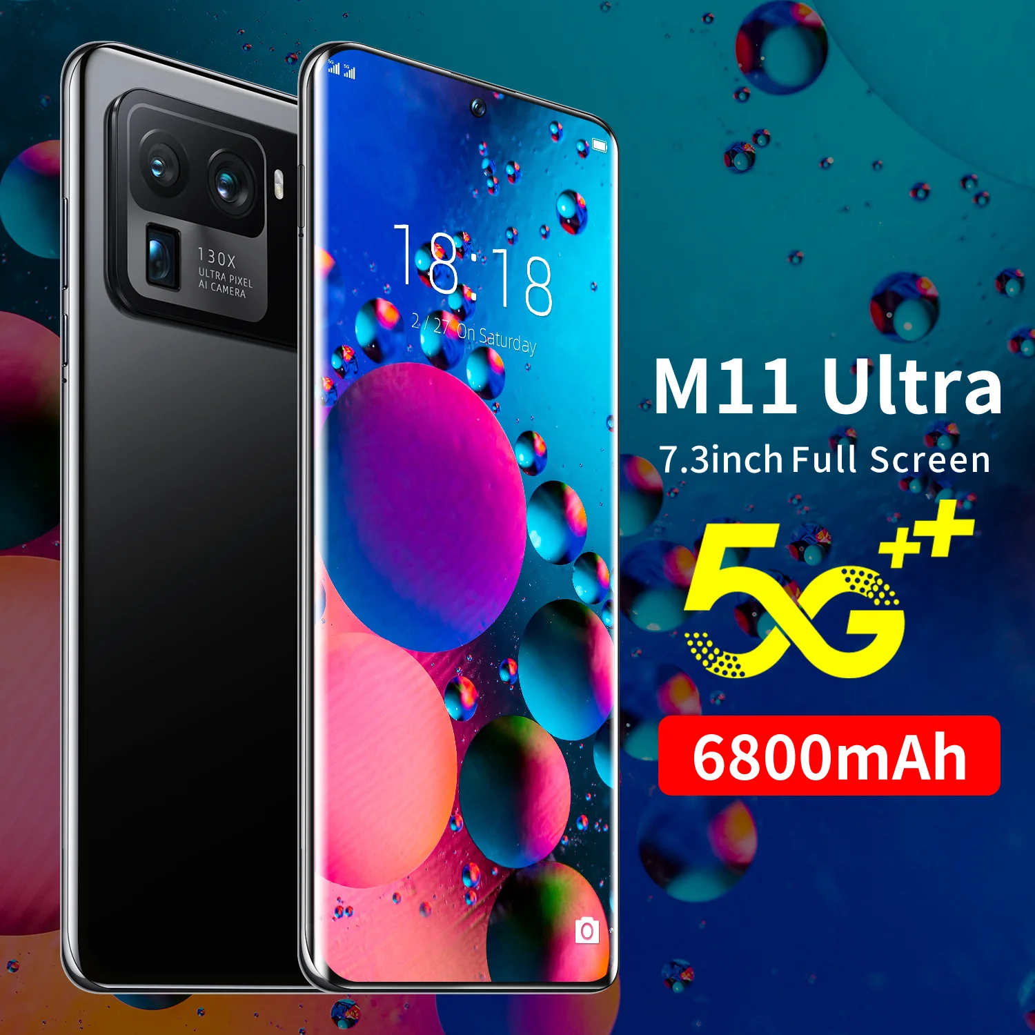 

Latest 5g Smartphone Cell Phone 7.3Inch M11 Ultra 16G 512G 48MP+64MP 6800mAh 10 Core Android 11 Face Recognition