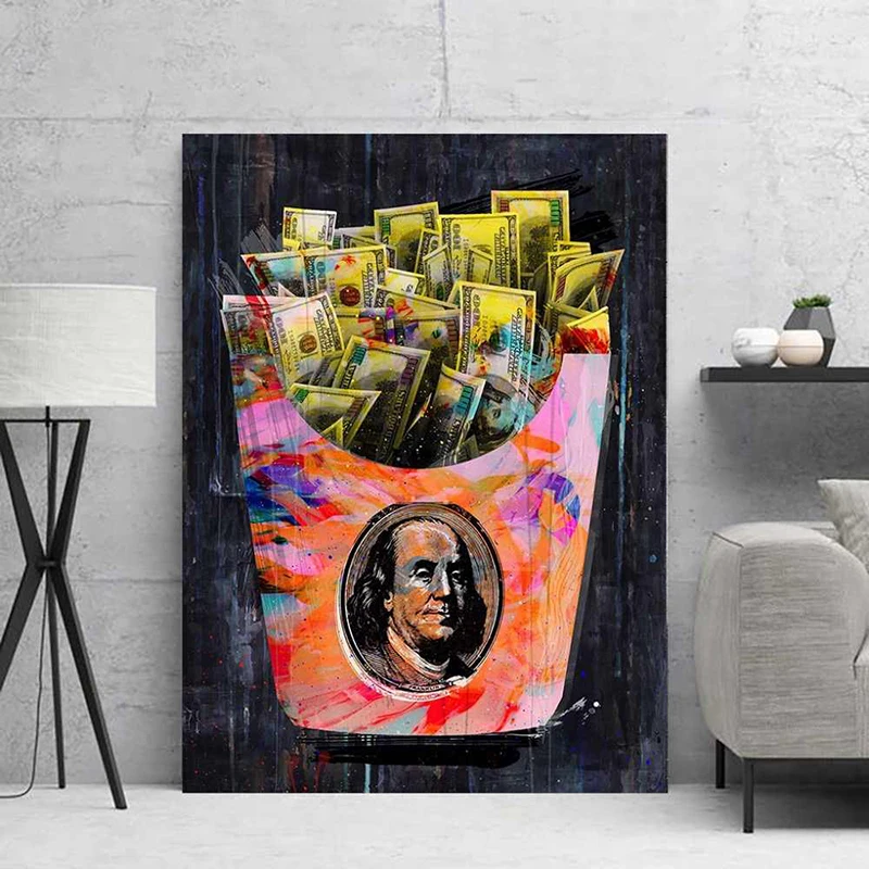 Плакат граффити Художественная Картина на холсте абстрактные деньги и фигурки