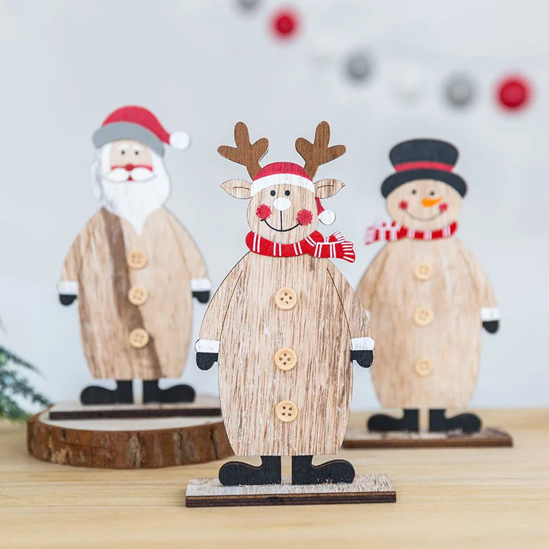 

Christmas Tree Ornaments Baby Nursery Kit Set Figurines Desk Small Ornaments Home Bedroom Wood Snowman Natal Decoration ZZ50XX