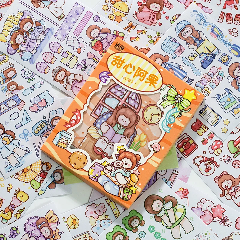 

30 Sheets Cute Girl Bear Washi Sticker Diy Decorative Diary Journal Scrapbooking Planner Phone Label Stickers Kawaii Stationery
