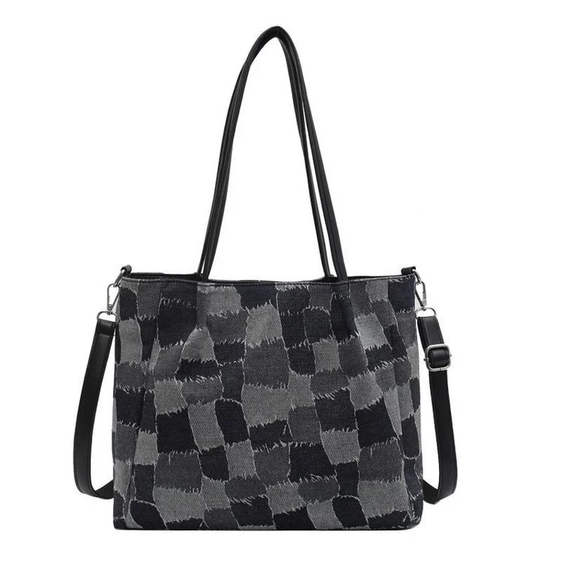 

Vintage Large Capacity Tote Women Shoulder Bags Design Canvas Handbags Luxury Brand Denim Shoulder Crossbody Bag Big Purses 2021
