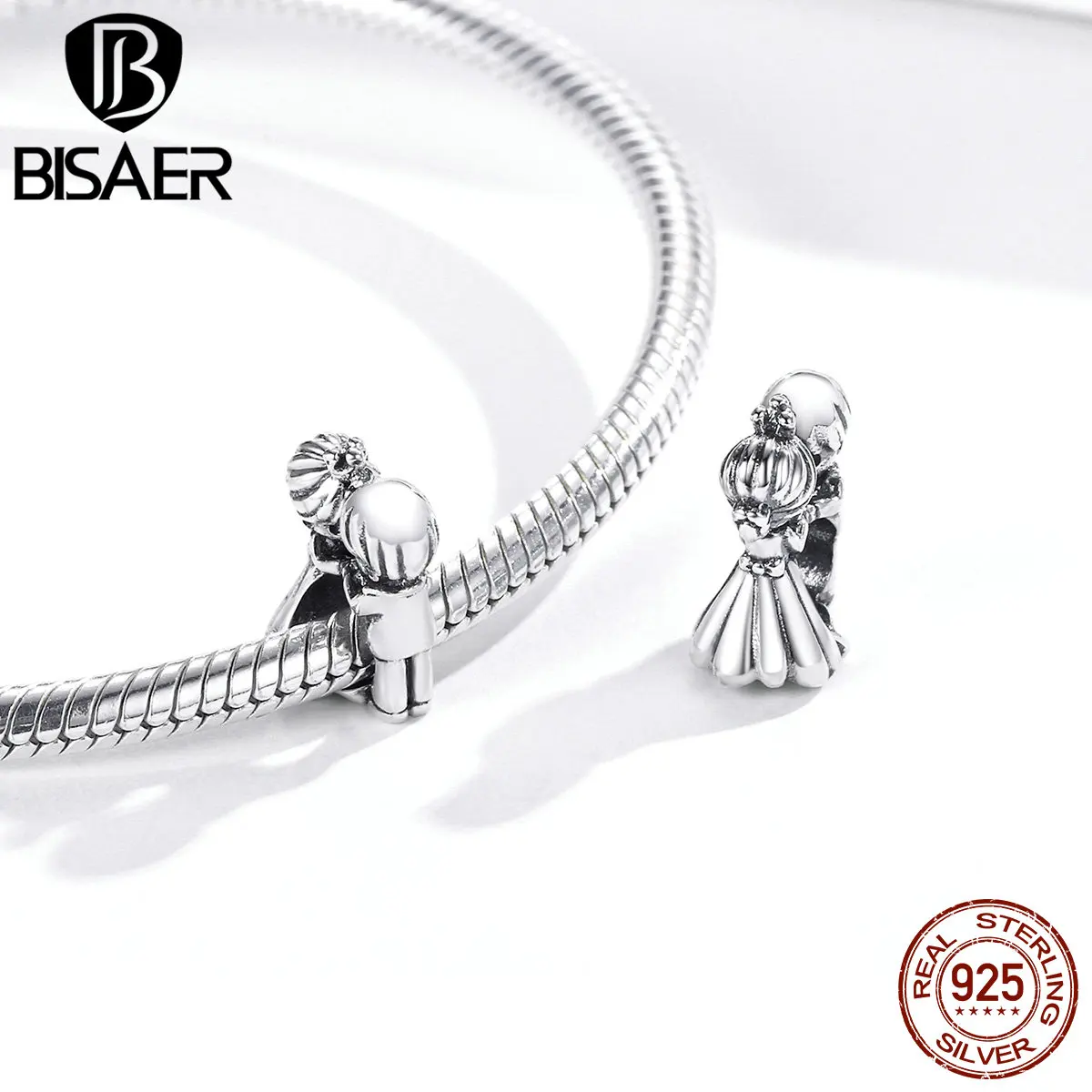 Бусины BISAER из стерлингового серебра 925 пробы Свадебные обручальные шармы