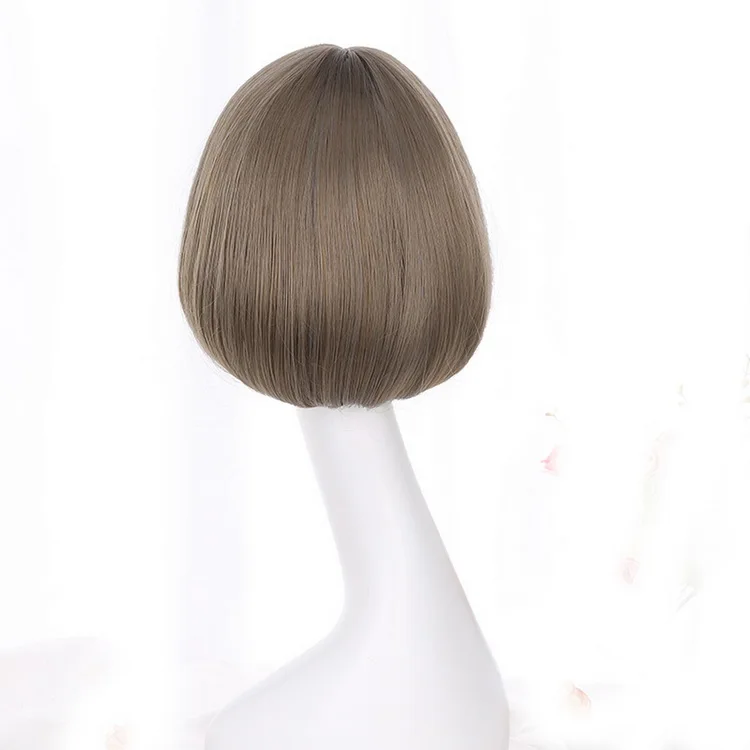 linen grey Yiyaobess синтетический короткий боб парики для женщин натуральные волосы Коричневый Черный Ротанг Лен серый парик с корейской воздушной челкой 12 дюймов - Цвет: linen grey
