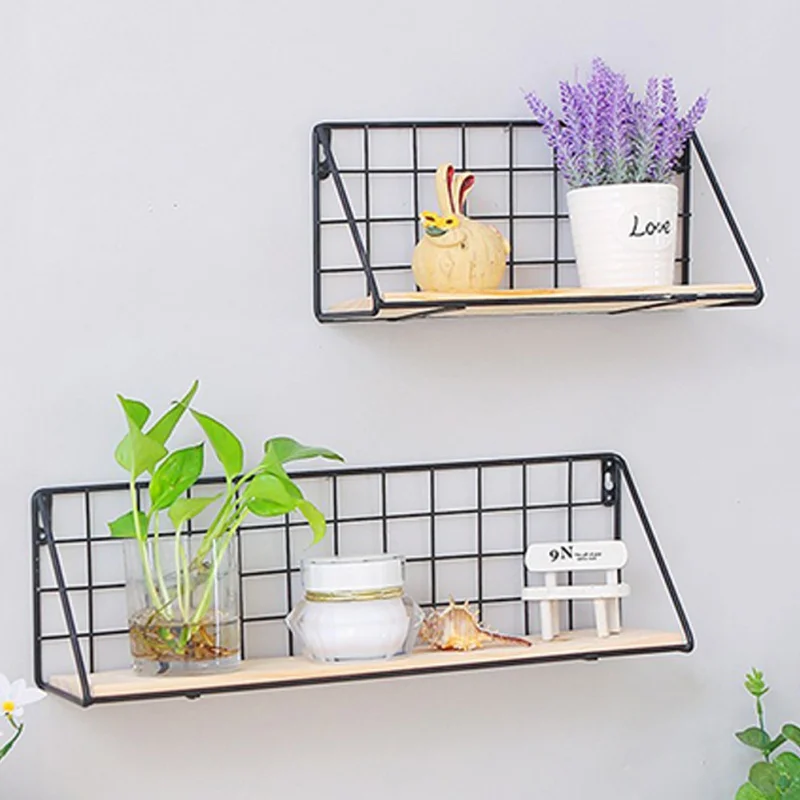 Полка для хранения в скандинавском стиле настенная полка из массива дерева сетка