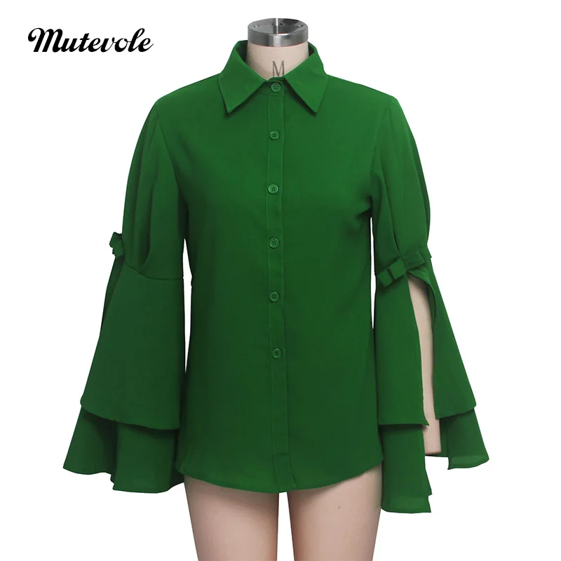 Mutevole Для женщин нарядное расклешенное платье рубашка с длинными рукавами блузки