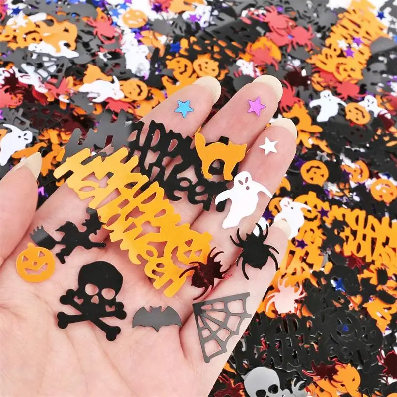 

30 г, Хэллоуин, искусственный паук, кошка, тыква, летучая мышь, ведьма, призрак, череп, паук, конфетти, стол, принадлежности для украшения на Хэл...