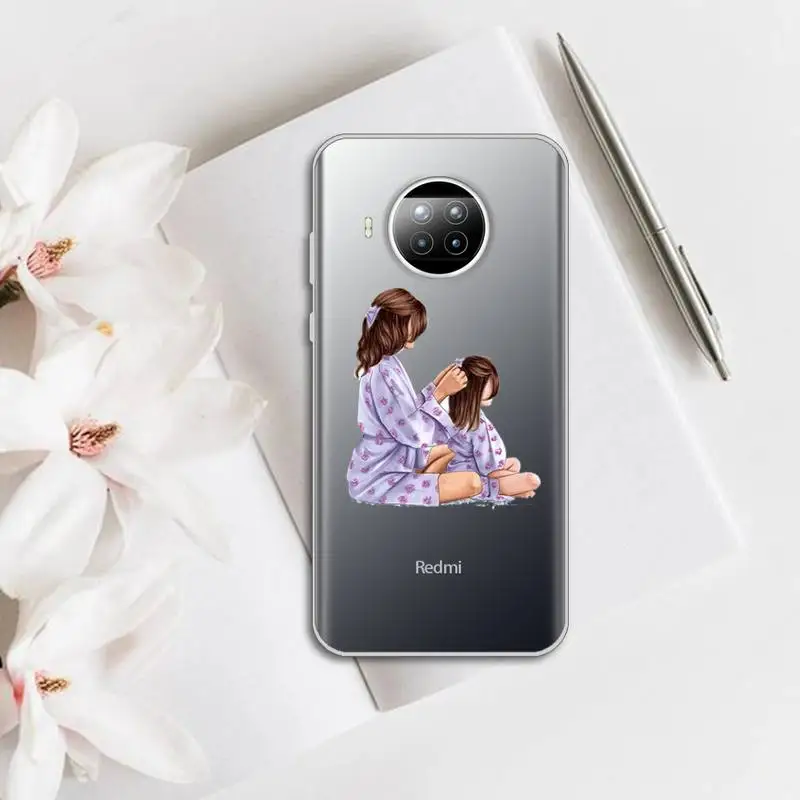 

Mom and baby Phone Case Transparent for Xiaomi mi Redmi note 10 t 8 9 pro lite 11 Samsung S 8 9 10 20