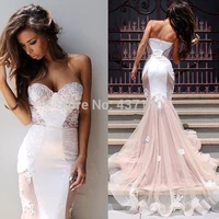 vestidos longos formatura sexy sweetheart applique lace white nude mermaid prom dress 2019 abendkleider long evening party dress