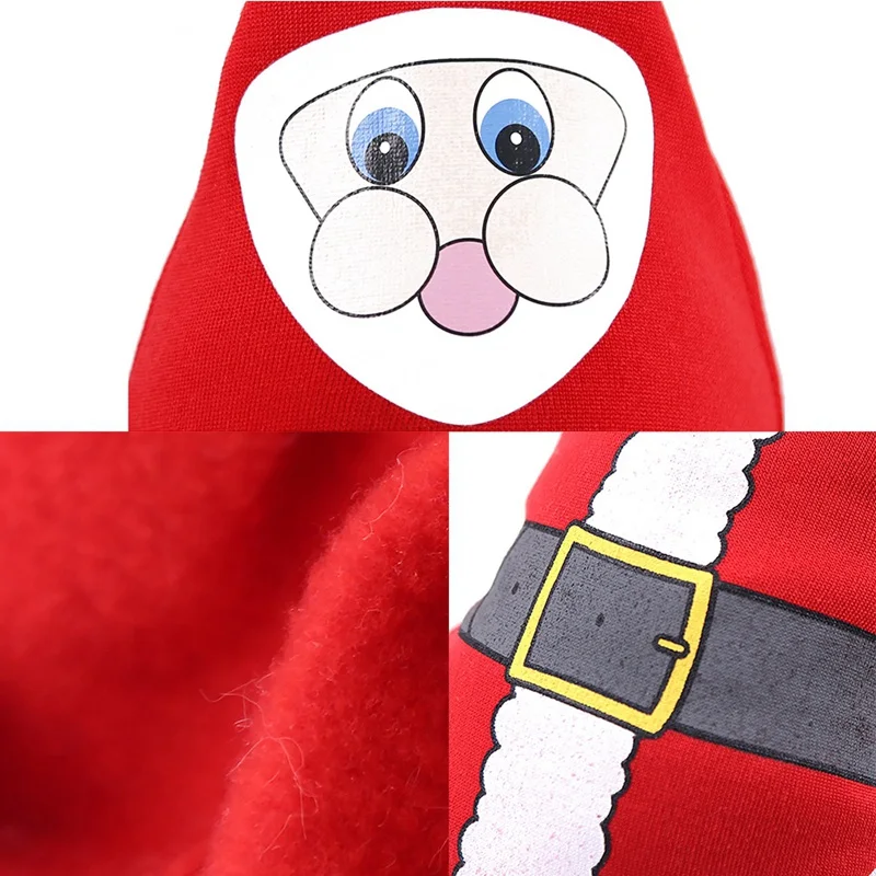 

Christmas Pet Clothes Santa Cosplay Costume Warm Hooded Tops Festival Decoration Pet Coral Cotton Hoodie