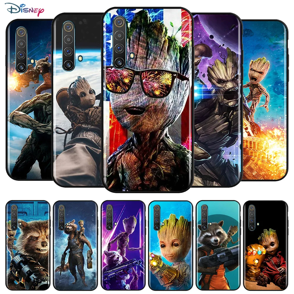

Marvel Avengers Super Hero Groot For OPPO Reno 5 4 Lite 3 Pro Plus SE A 10X Zoom 2 Z F ACE 5G Soft TPU Silicone Black Phone Case