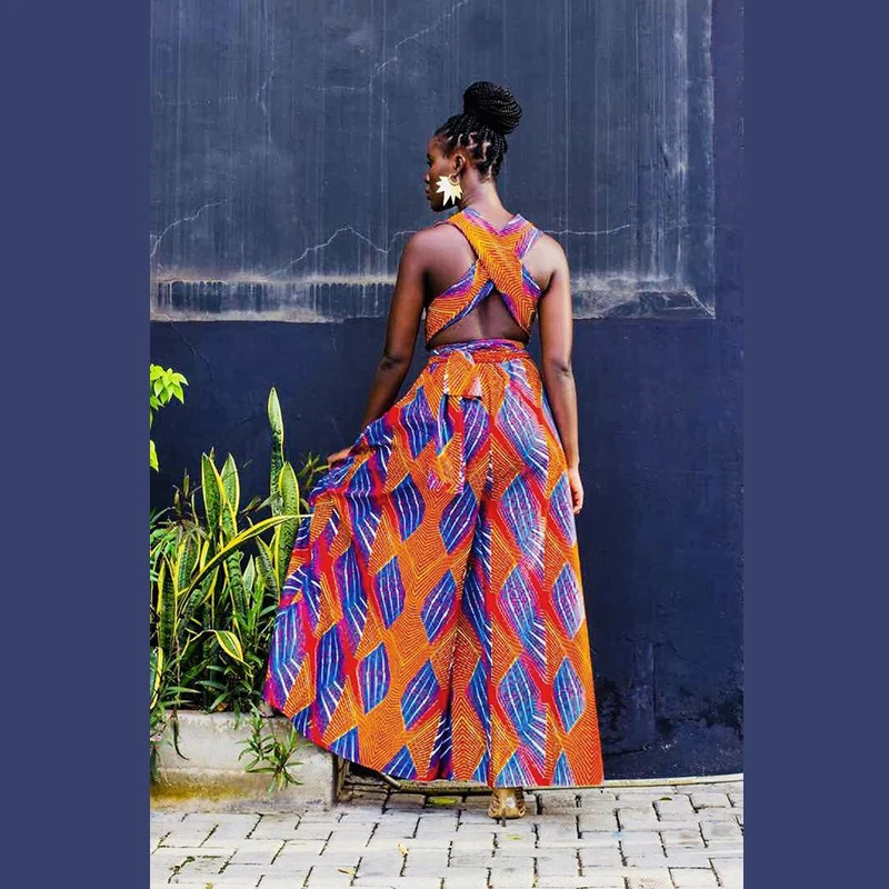 Сексуальный длинный комбинезон с широкими штанинами Женский Африканский наряд