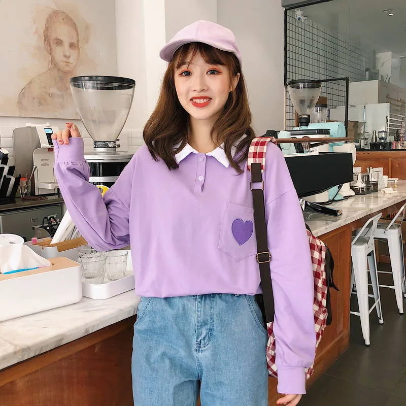 Весенние женские толстовки с капюшоном с длинным рукавом Kawaii Boyfriend style, осенняя уличная Толстовка Харадзюку с милым принтом сердца, Женская толстовка