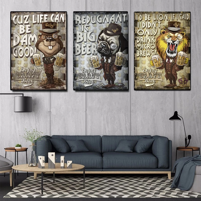 

Cartoon Wall Decor Animal Art Cat Dog Lion Canvas Painting Wall Art Posters Prints Wall Picture for Kid's Room Home Wall Cuadros