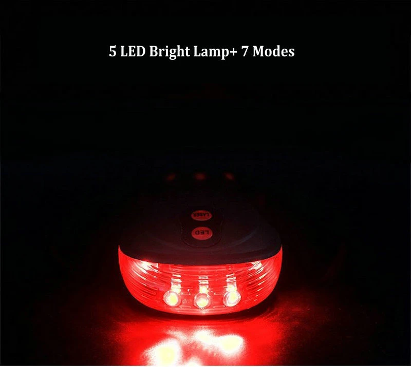 Велосипедный задний светильник(5LED+ 2 лазера) водонепроницаемый велосипедный светильник 7 Режим крутой вспышки Задние фонари для велосипеда аксессуары светильник s