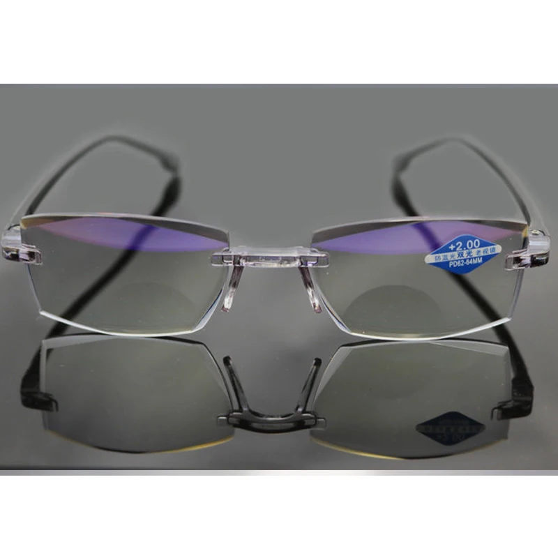 Небьющиеся очки для чтения без оправы бифокальные унисекс дальнего и действия с