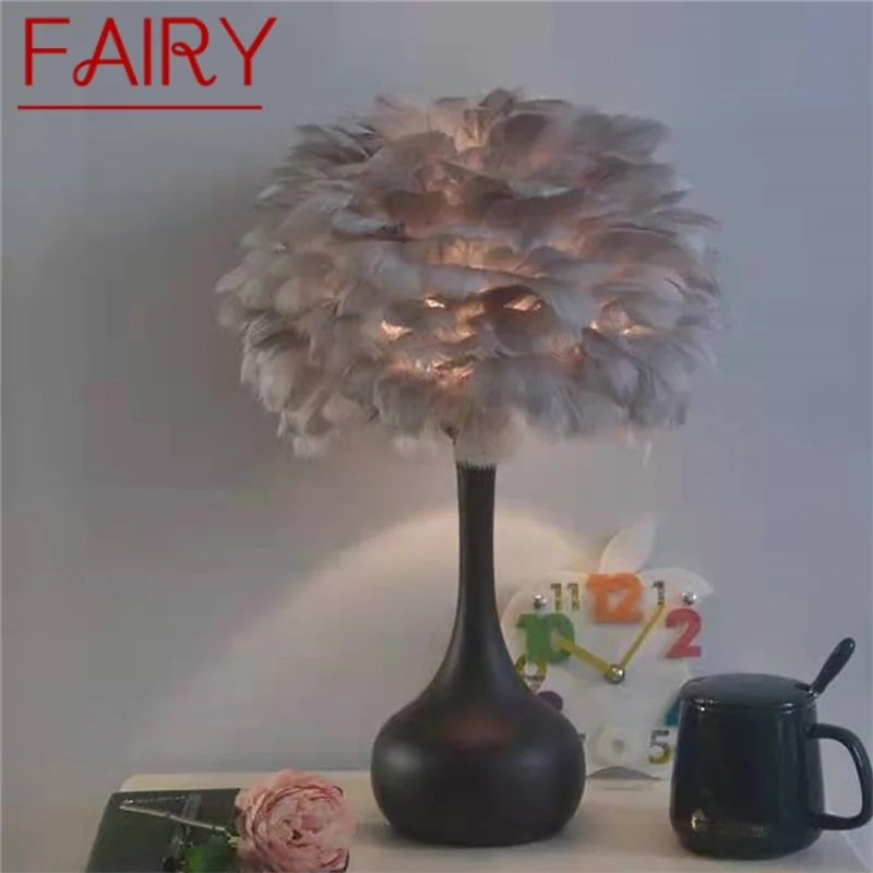 

FAIRY Creative Table Lamps Contemporary Feather Desk Lights for Home Living Bed Room Decoration