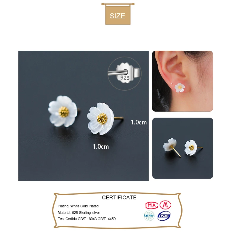 Женские серьги-гвоздики с золотыми ракушками trustdave серебро 100% пробы подарок для