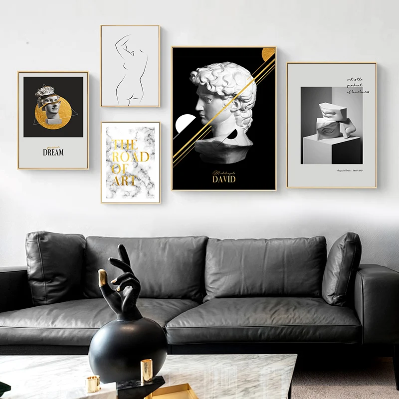 YUMEART скульптура Микеланджело мраморная боди-арт настенная Картина на холсте