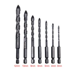 Набор керамических сверл для кирпичной кладки, 3-12 мм, шестигранный хвостовик, наконечник с титановым покрытием для стекла, керамики, бетона, аксессуары для электроинструмента