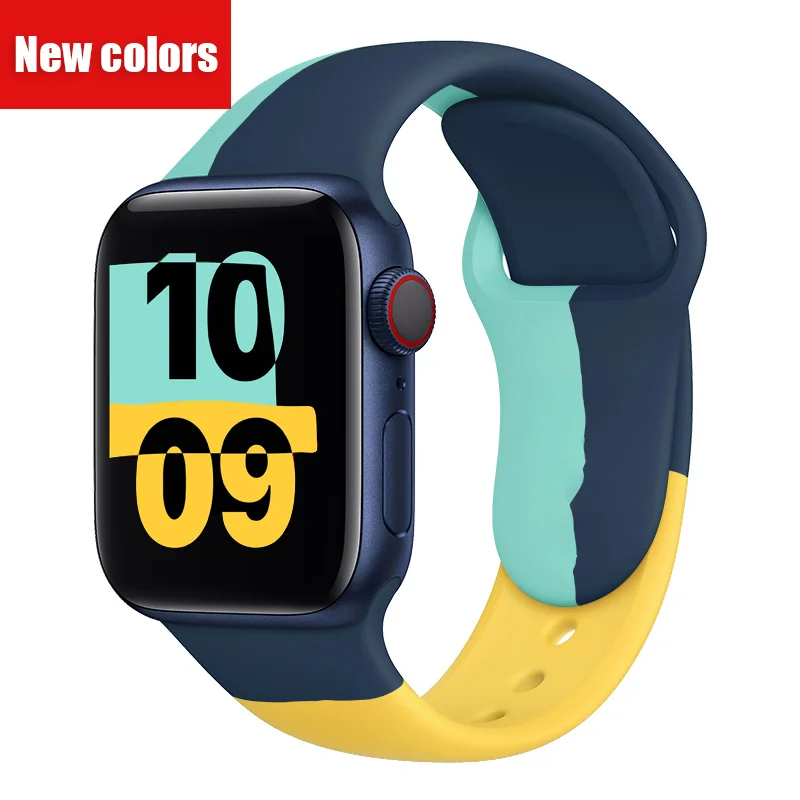 

Silicone Strap for apple watch band 44mm 40mm iwatch 38mm 42mm black unity watchband bracelet apple watch correa 6 5 4 3 Se 2