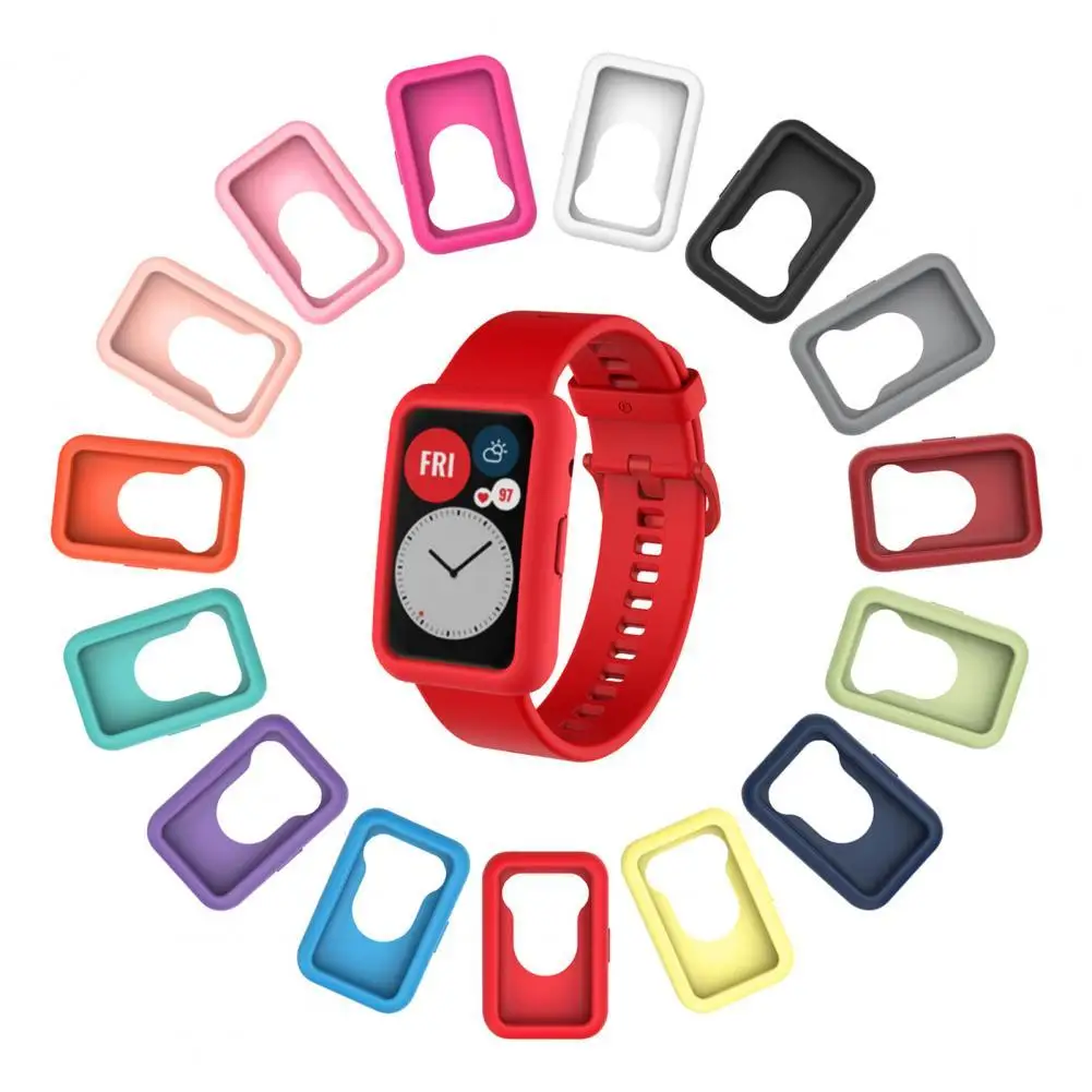 

Protective Shell Soft Silicone Shockproof Watch Frame Protector Cover for Huawei Watch Fit