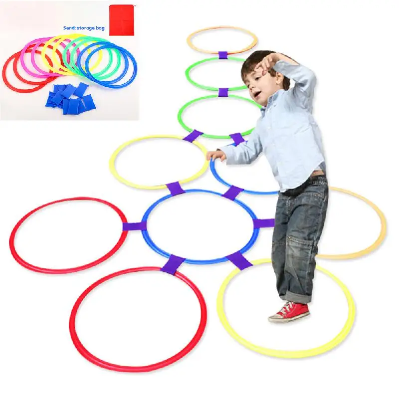 

Hopscotch Jump Rings Set Children Games Kids Sensory Play Indoor Outdoor With 10 Hoops And 10 Connectors Training Sports Toy