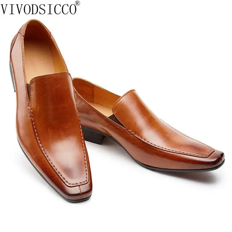 

Men Formal Shoes Spring Autumn Brand Wedding Dress Shoes Men New Genuine Leather Footwear Black Fashion Design Leather Men Shoes