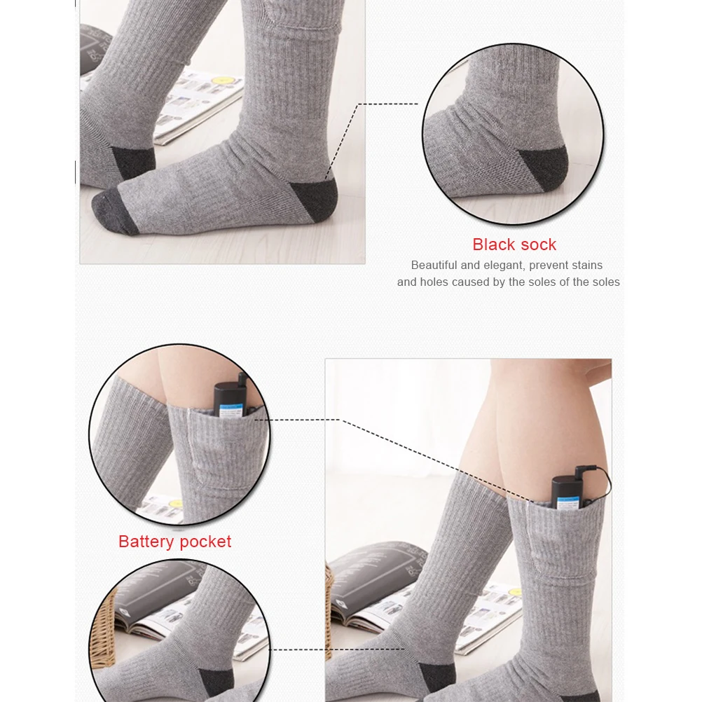 Перезаряжаемые носки с электрическим подогревом на батарейках термоноски для