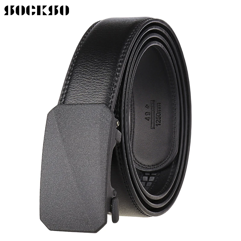Ремень с автоматической пряжкой HJ0314 мужской люксовый кожаный пояс храповым