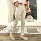 Зимние брюки-карандаш, женские утепленные шерстяные брюки, женские свободные брюки с эластичной высокой талией, модные мягкие однотонные Капри, женская нижняя одежда