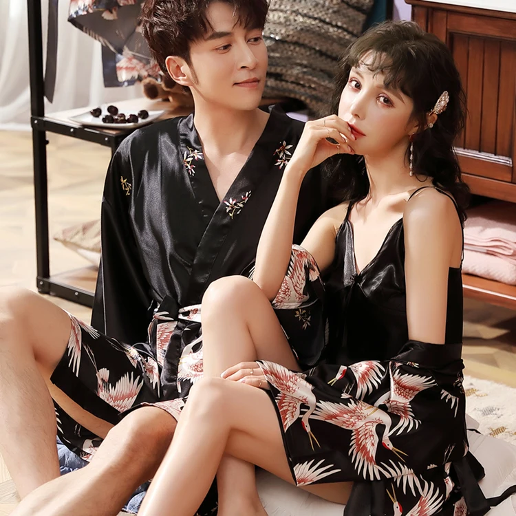 Халат-кимоно Мужской Шелковый с длинным рукавом