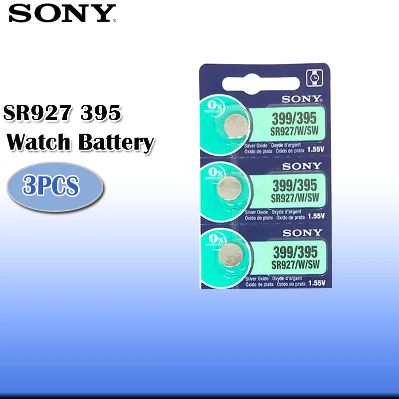 3 шт./лот sony 395 SR927SW 399 SR927W AG7 LR927 1,55 в оксид серебра часы батарея Сделано в Японии