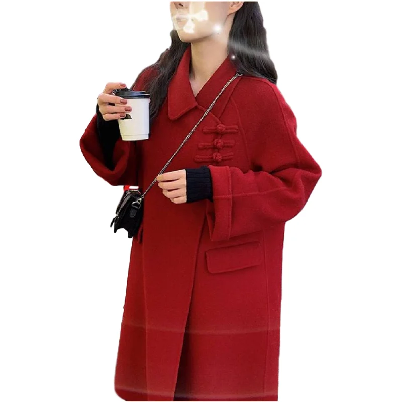 

Qiu dong season han edition lax popular little woolen cloth coat female in the new long waist cloth coat