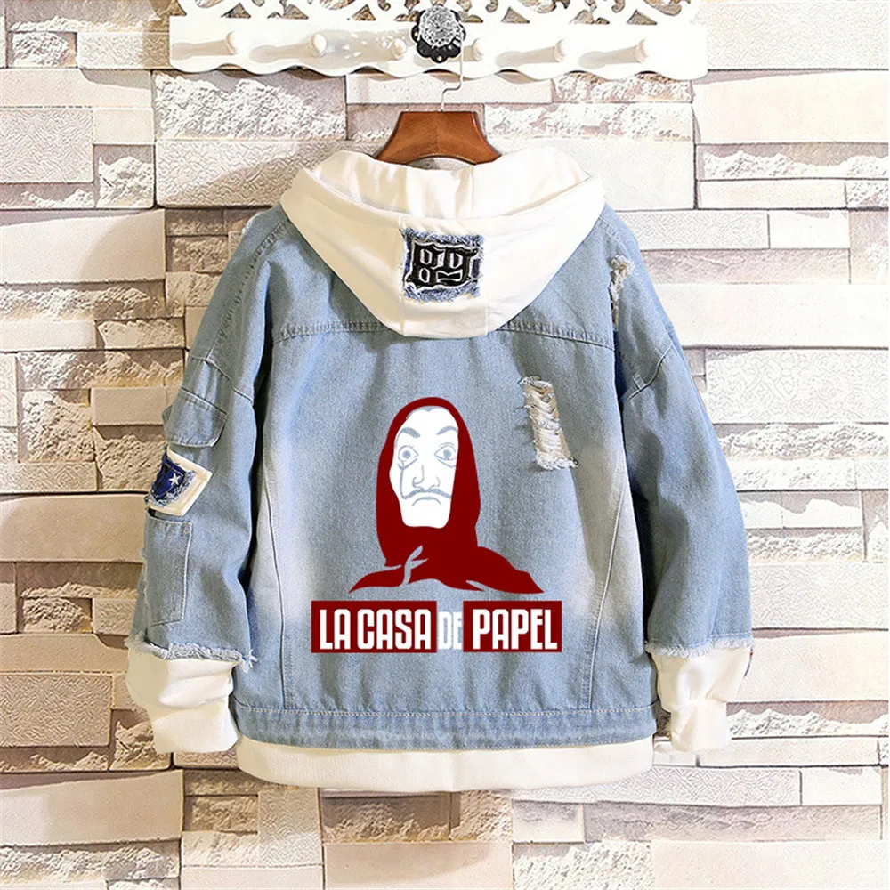 

Casual Women/men fashion Hoodies Denim Sweatshirts Cosplay House Hooded Jacket Print Poleron Hombre Money Heist The Paper Tops