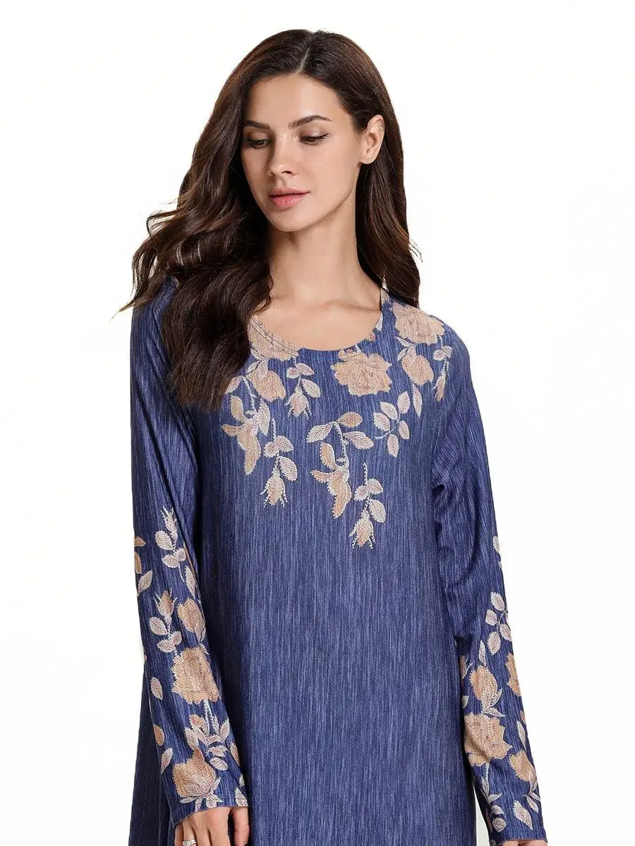 Модное женское цветочное длинное платье с принтом мусульманский ислам