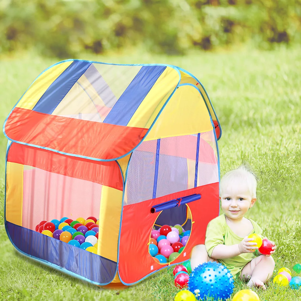 

Забавная Игровая палатка, складной домик для девочек и мальчиков, замок с морскими шарами, подарок на день рождения, комнатный игровой домик...