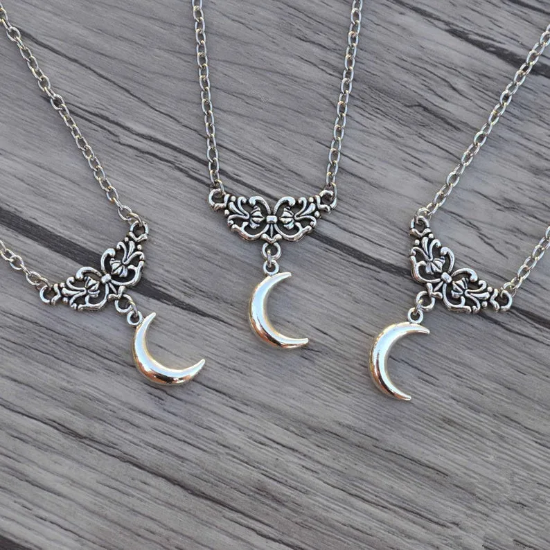 Винтаж Серебряная ведьма полумесяц языческая Подвеска Необычные для