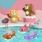 Детские Игрушки для ванны, в виде животных, для мальчиков и девочек, медведь, Акула, крокодил, заводная водная игрушка для ванны