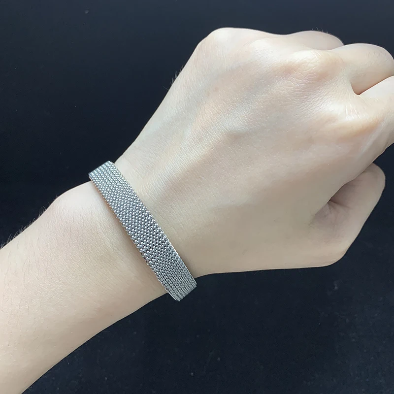 Эластичный браслет из нержавеющей стали для мужчин и женщин регулируемые