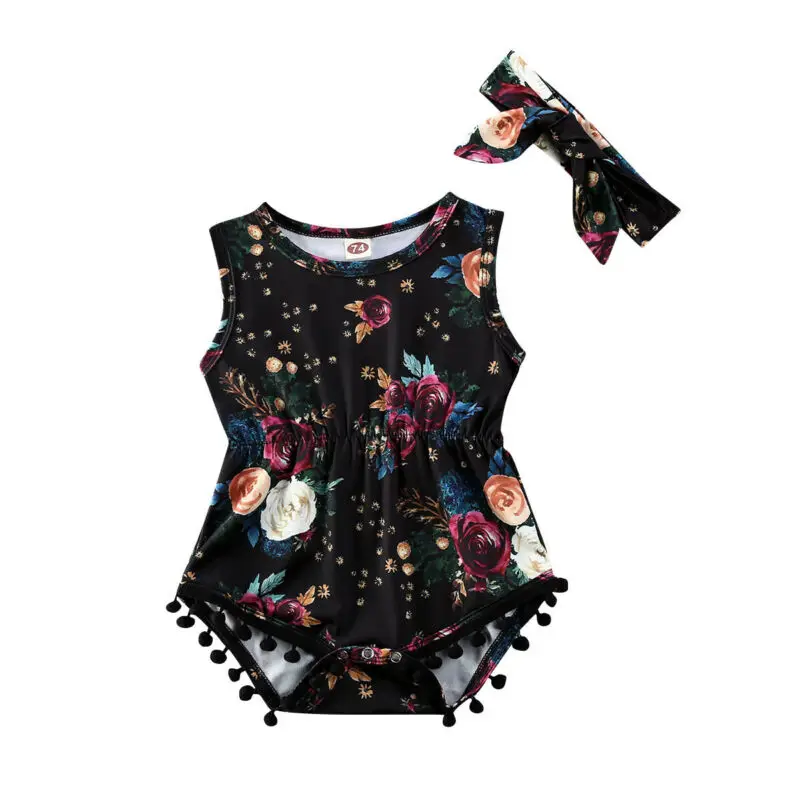 Комбинезон с цветочным рисунком для новорожденных и маленьких девочек