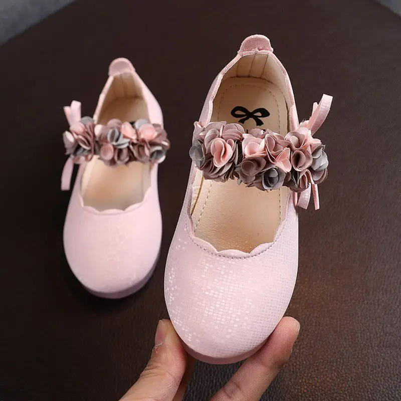 

Children's Flats Flower Princess Party Performance Shoes Big Student Girl Shoes for Kids Soft Sole Leather Flats