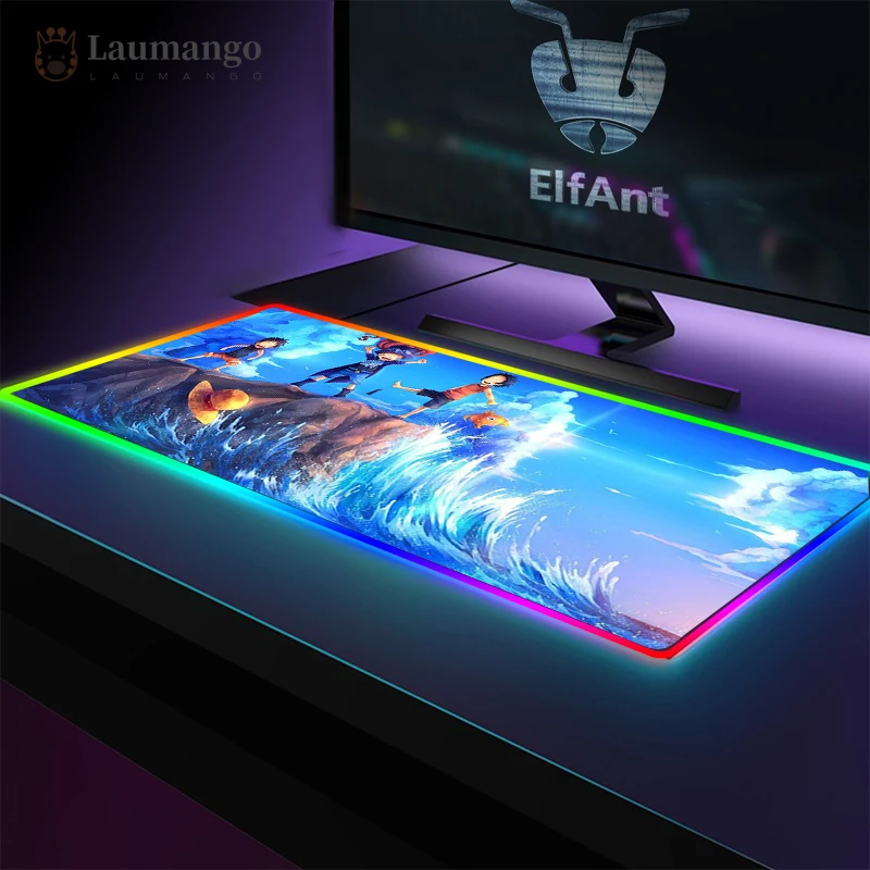 

Коврик для мыши Arting RGB, офисный коврик с подсветкой, Луффи, змея, для мужчин, офисный ковер со светящимся проводом, подарок для девушки