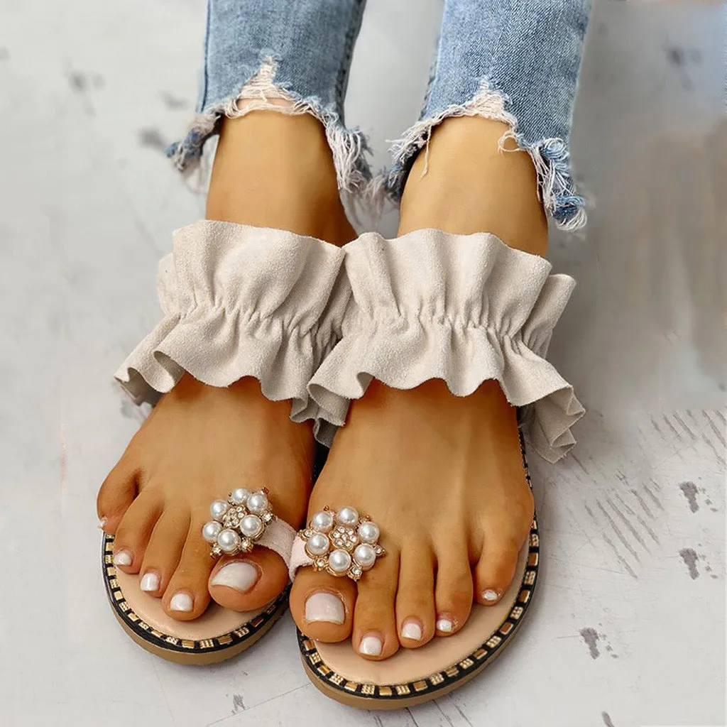 Женские отделан &quotжемчугом&quot Обувь на плоской подошве в богемном стиле Стиль